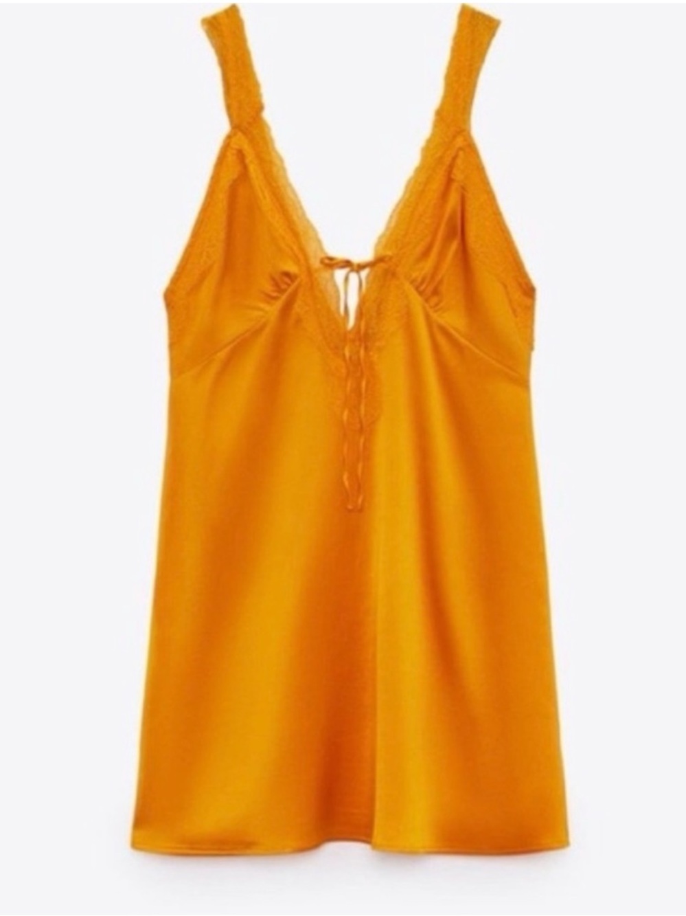 Zara Golden-Orange Satin Slip Dress